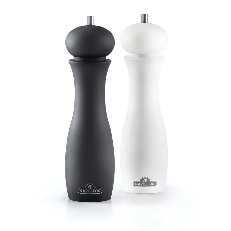 

Salt amp Pepper Grinder Set BBQ Grill Accessories, Two Piece Set, Matte Black Pepper Grinder, Matte White Salt Grinder, Soft Gri