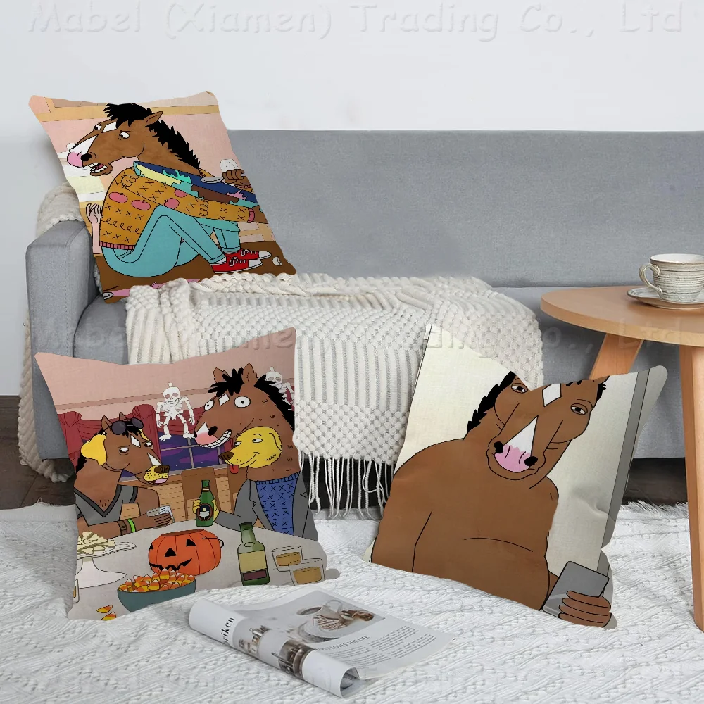 B-BoJack Funny Horsemans Pillow Anime Pillow Sofa Bed Head Pillow Cover Cushion Cover 45x45 Cm Fashion