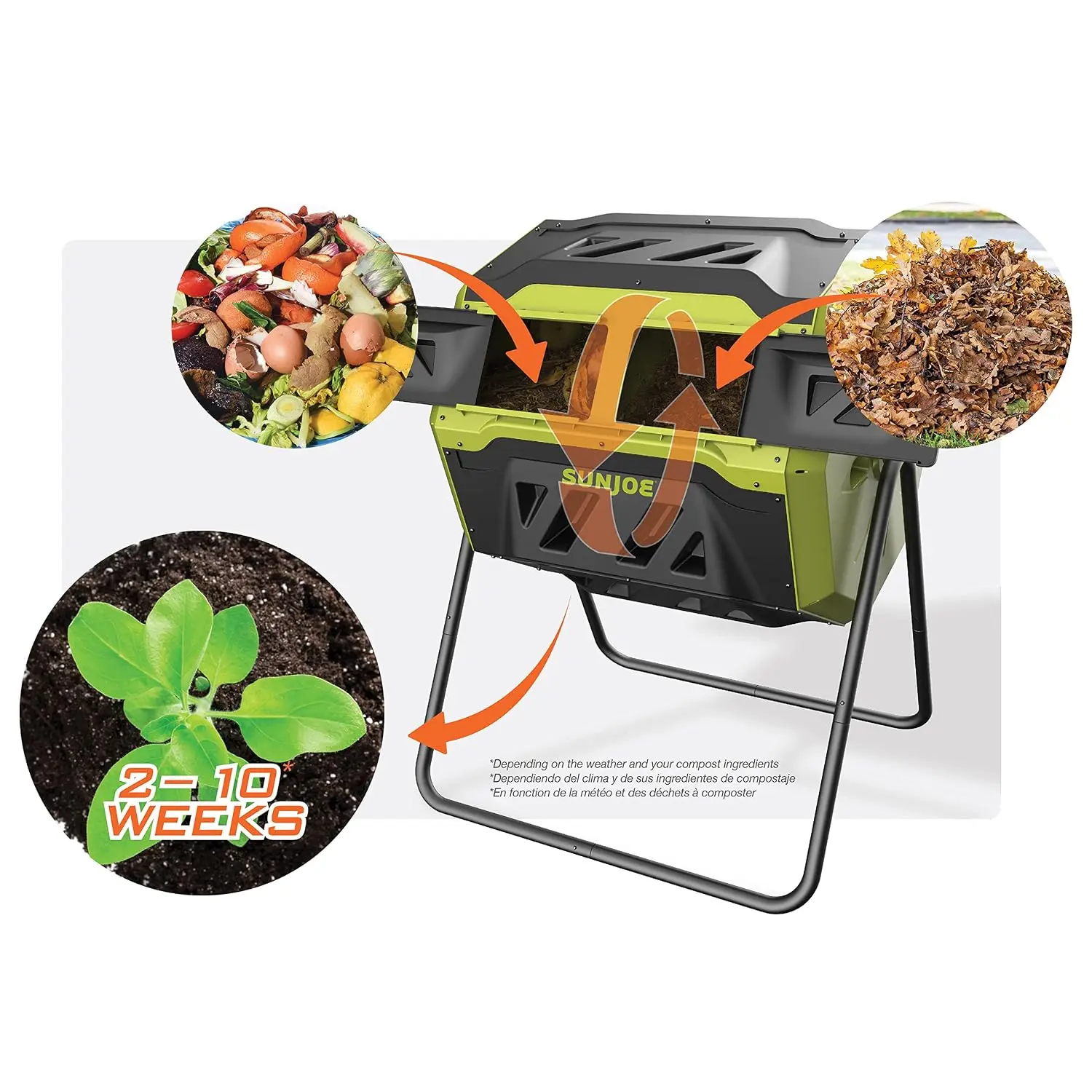 Tumbling Composter Bin with 360 Dual Chamber, 42 Gal