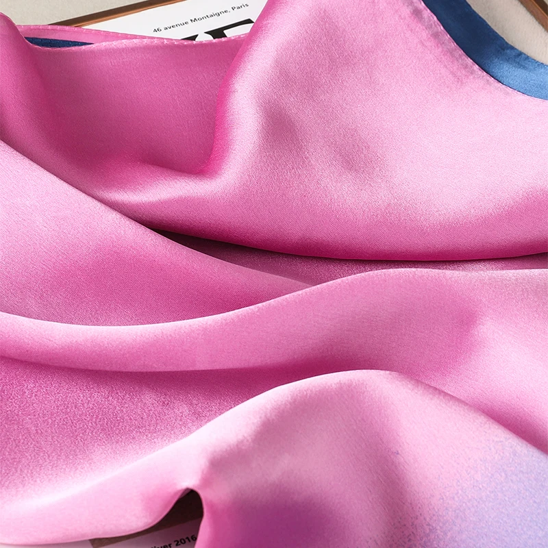 Luxus Farbverlauf Seiden schal Frauen Marke solide Femme Schals Wraps Bandana Kopf Foulard Mode Dame Hijab Hochzeit Poncho – Detail 29