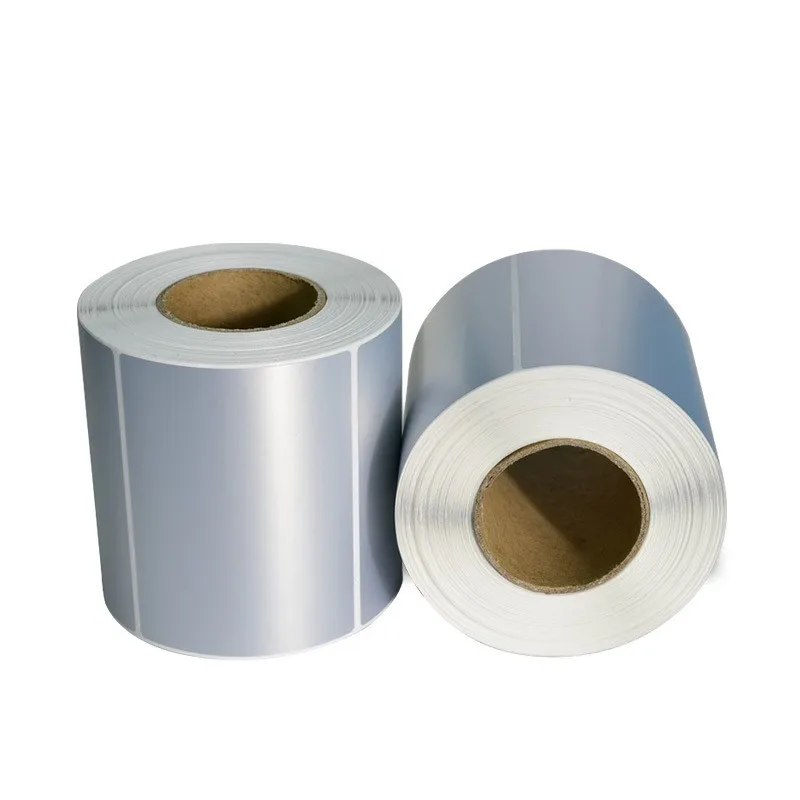 PET Silver Self-adhesive Label Paper Sticker Blank Barcode Printing Paper Waterproof Thermal Transfer Ribbon Printer Sticker