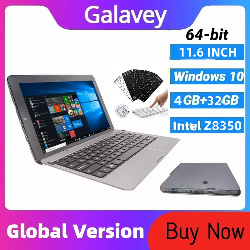 2025 Cheapest 64-bit Tablets 11.6 Inch 4GB+32GB 2-in-1 Windows 10 With Detachable Keyboard Intel Atom x5 Z8300 1366 x 768 IPS  H