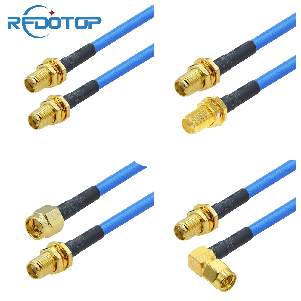 Connecteur SMA mâle vers SMA femelle, 10CM-20M, câble coaxial à sertir 50Ω RG402, bleu Semi-Flexible, haute fréquence SMA-SMA-JK-50-3