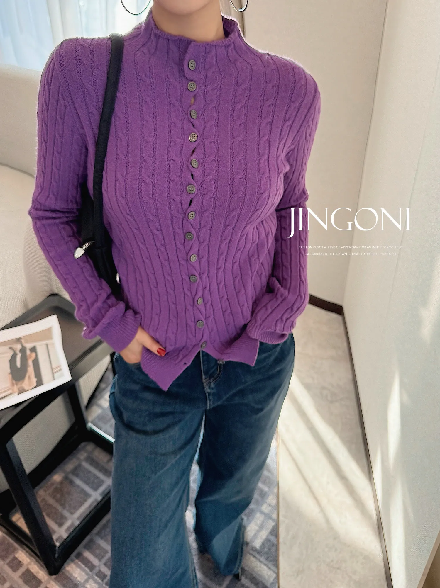 

Новинка! Вязаный кардиган-топ для женщин, модный укороченный свитер-блузка с длинным рукавом, весна-осень, люксовая винтажная коллекция 2026