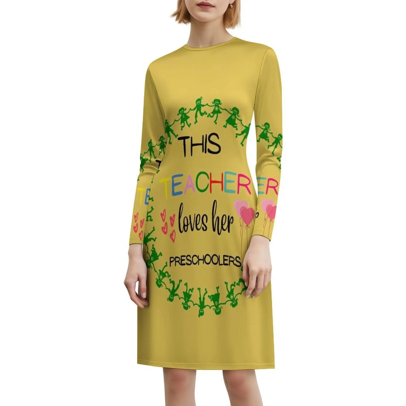 مضحك هذا المعلم يحبها مرحلة ما قبل المدرسة الاطفال عاشق الحبيب خط العنق فستان أنيق الصيف حزب اللباس للنساء هذا #6