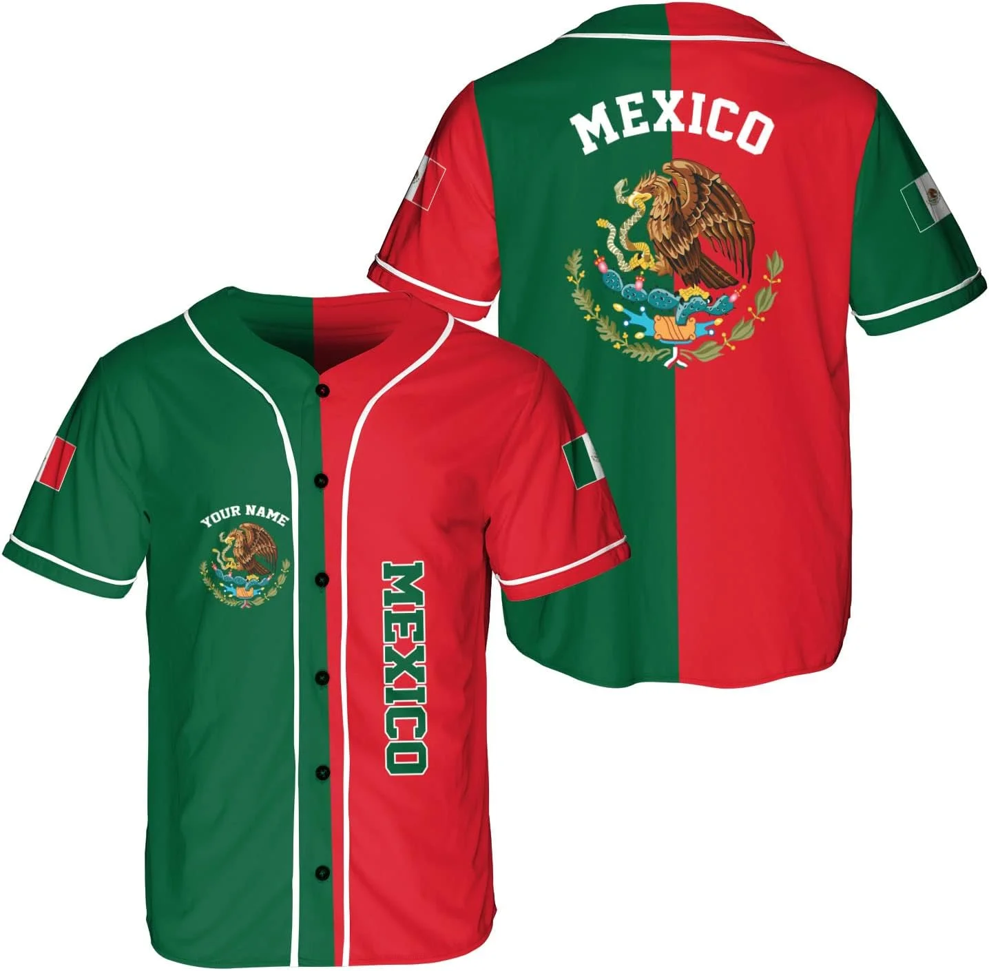 Mexico Flag Badge Baseball Jersey Men\'s Women\'s Short Sleeve Jersey Men\'s Oversize Streetwear Short Sleeve Sports KIds T-shirt