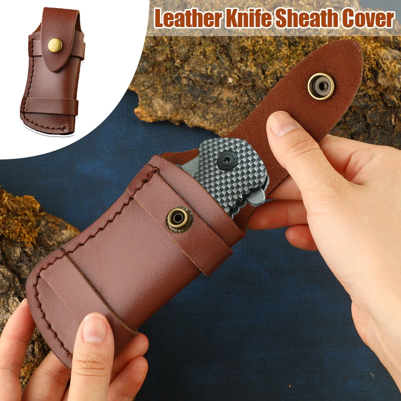 

Vintage PU Leather Folding Knife Sheath Holder Vegetable Tanning Leather Sheath Protective Cover Outdoor Folding Knife Scabbard