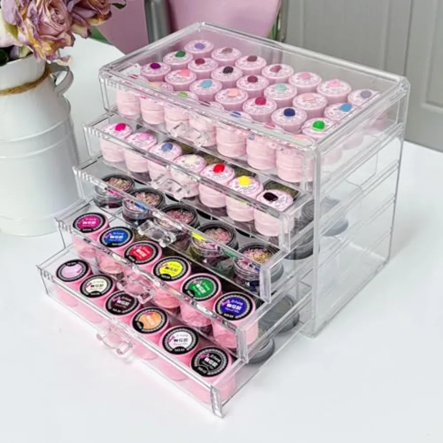 

5 Tier Nail Art Decoration Storage Box Acrylic Make UpandJewelry Organizer with Drawers, Cosmetic Storage for Dresser Counterto