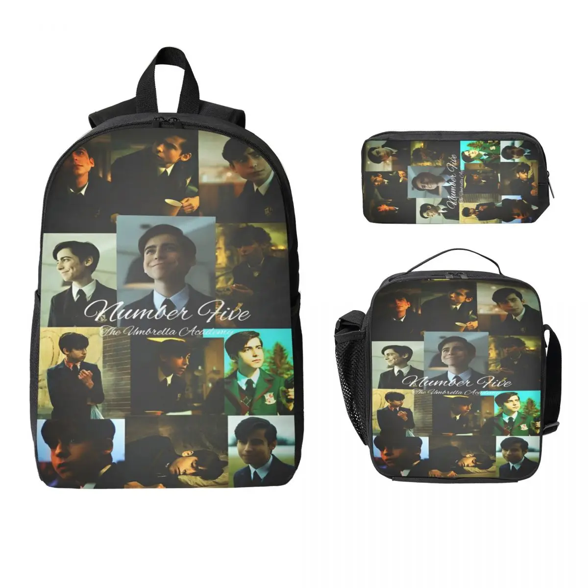 

3 шт., набор рюкзаков The Umbrella Academy Aidan Gallagher для детей, сумки для ручек, наборы сумок для книг с коробкой для завтрака для студентов, рюкзак