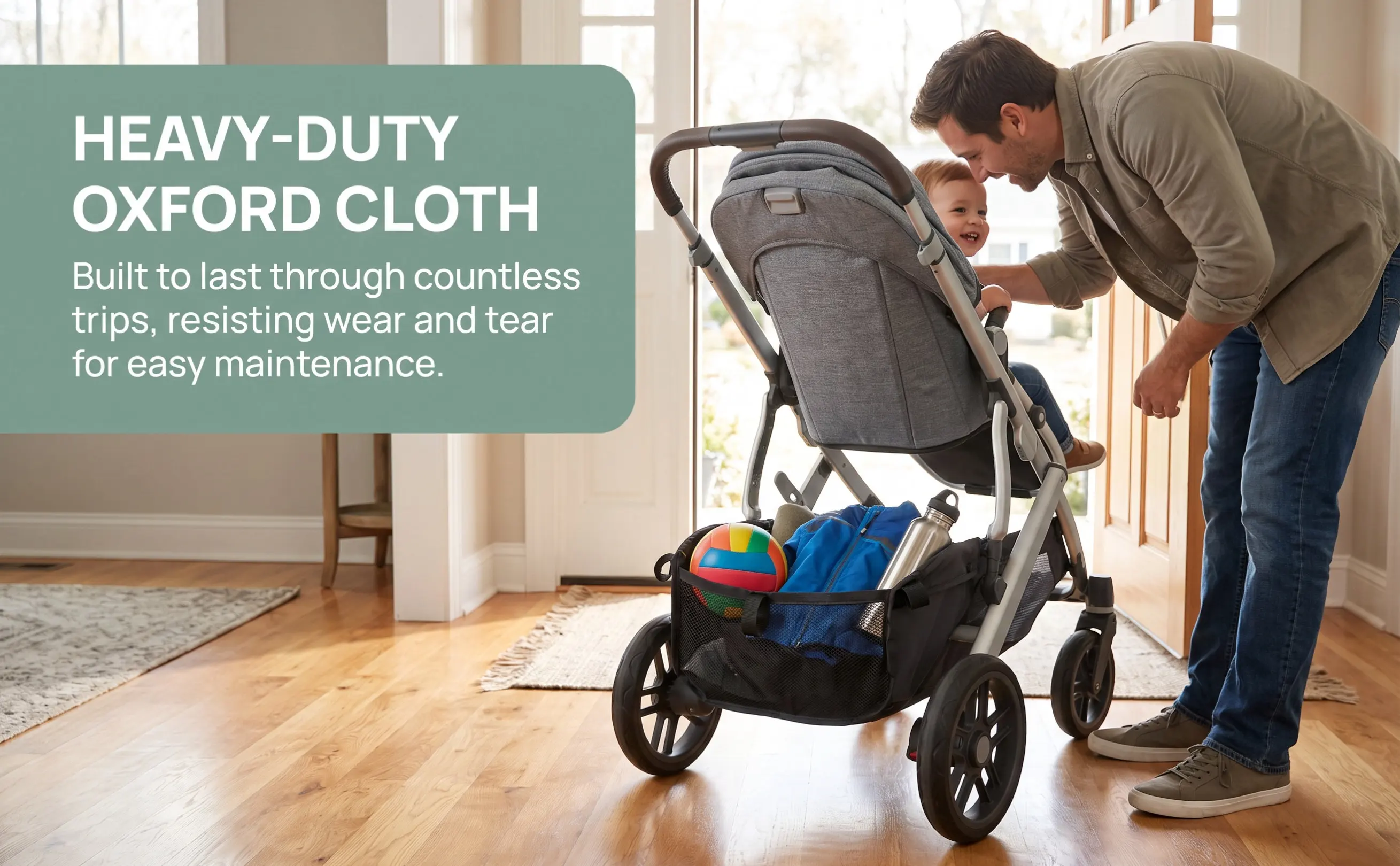 Umbrella Stroller Hanging Bag Oxford Cloth Baby Stroller Bottom Basket Portable Storage Organizer Large Capacity Travel Shopping