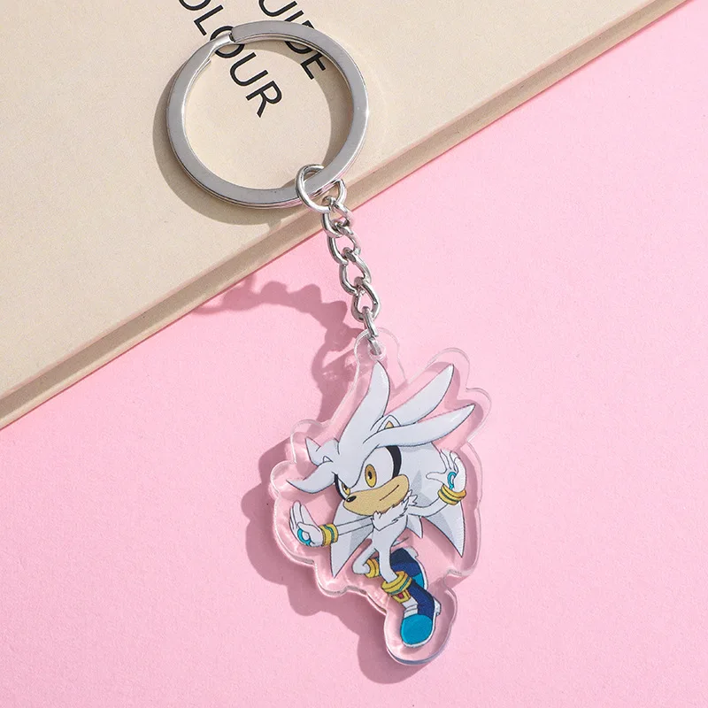 Porte-clés en acrylique Super Kasgehog Sonic, six styles différents, dessin animé Anime, pendentif de sac mignon, pendentif de sac à livres, porte-clés, nouveau