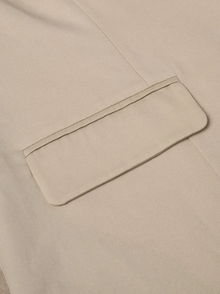 Damska, dopasowana marynarka do biura, plus size, zapinana na jeden guzik, z kieszeniami, beżowa, bordowa, zimowa, modna, do pracy, prosta, codzienna marynarka.