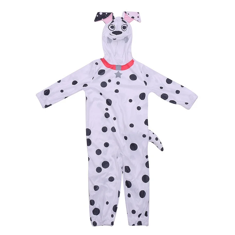 Kinderen Unisex Schattige Polyester Pluche Cartoon Dalmatians Hond Jumpsuit Kostuum Voor Halloween Fancy-Dress Up Party