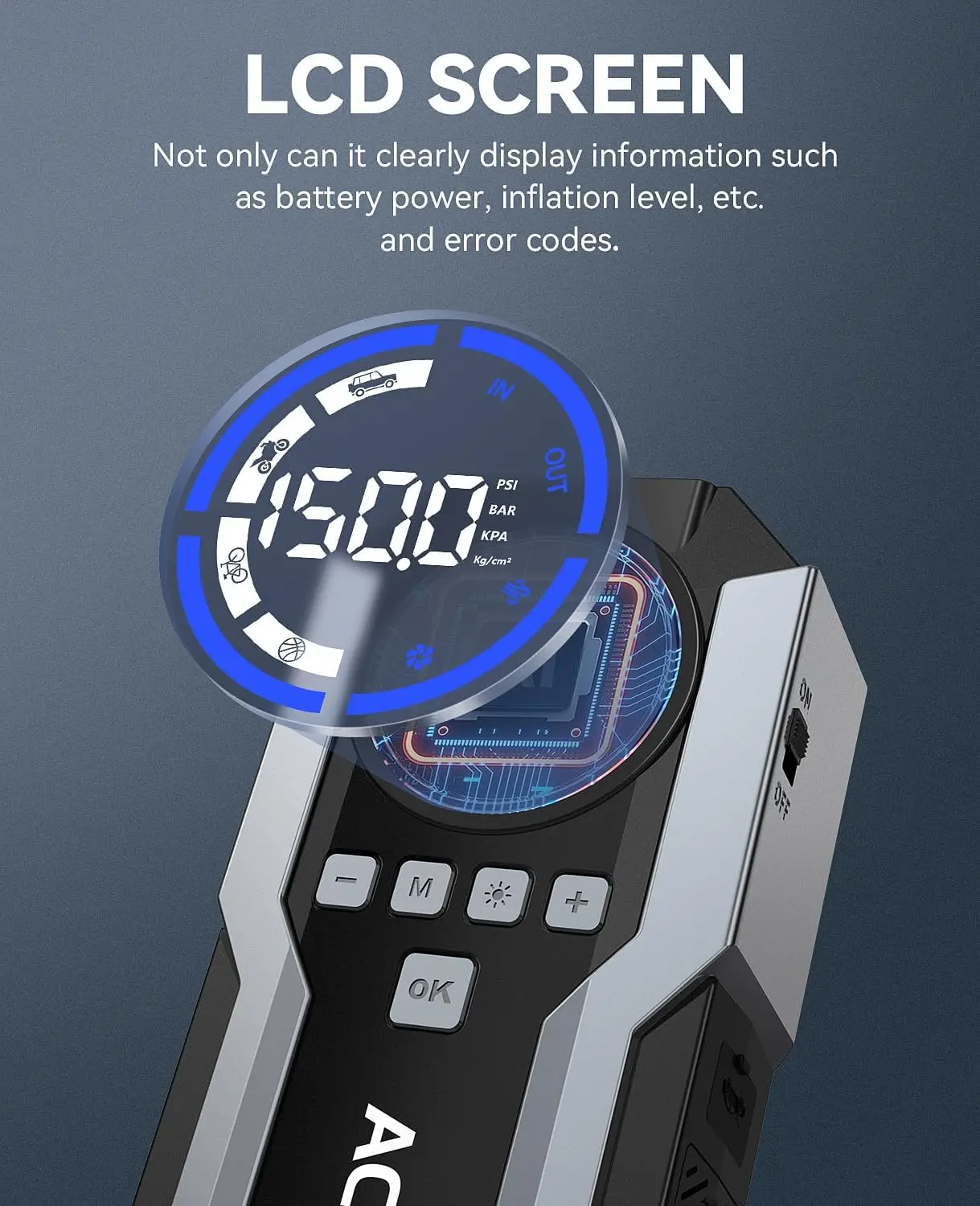 كاتب قفز 8000 أمبير مع ضاغط هواء، 150 رطل لكل بوصة مربعة، كاتب قفز محمول 12 فولت، شاشة LCD، أضواء LED #3