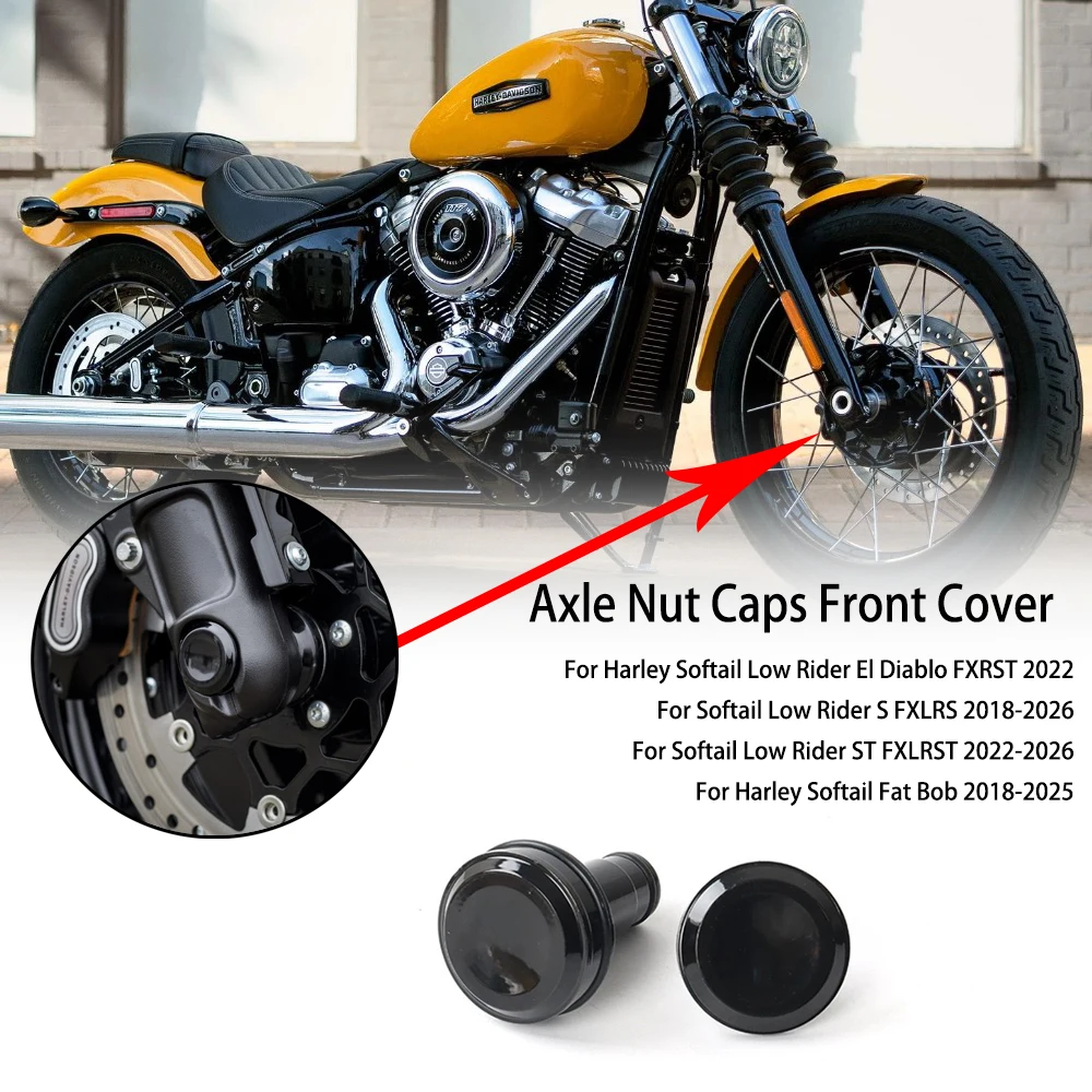 New Style Motorcycle Front Axle Nut Caps Decorative Cover For Harley Softail Fat Bob 2018-2025 Low Rider ST 2022-2026 2025