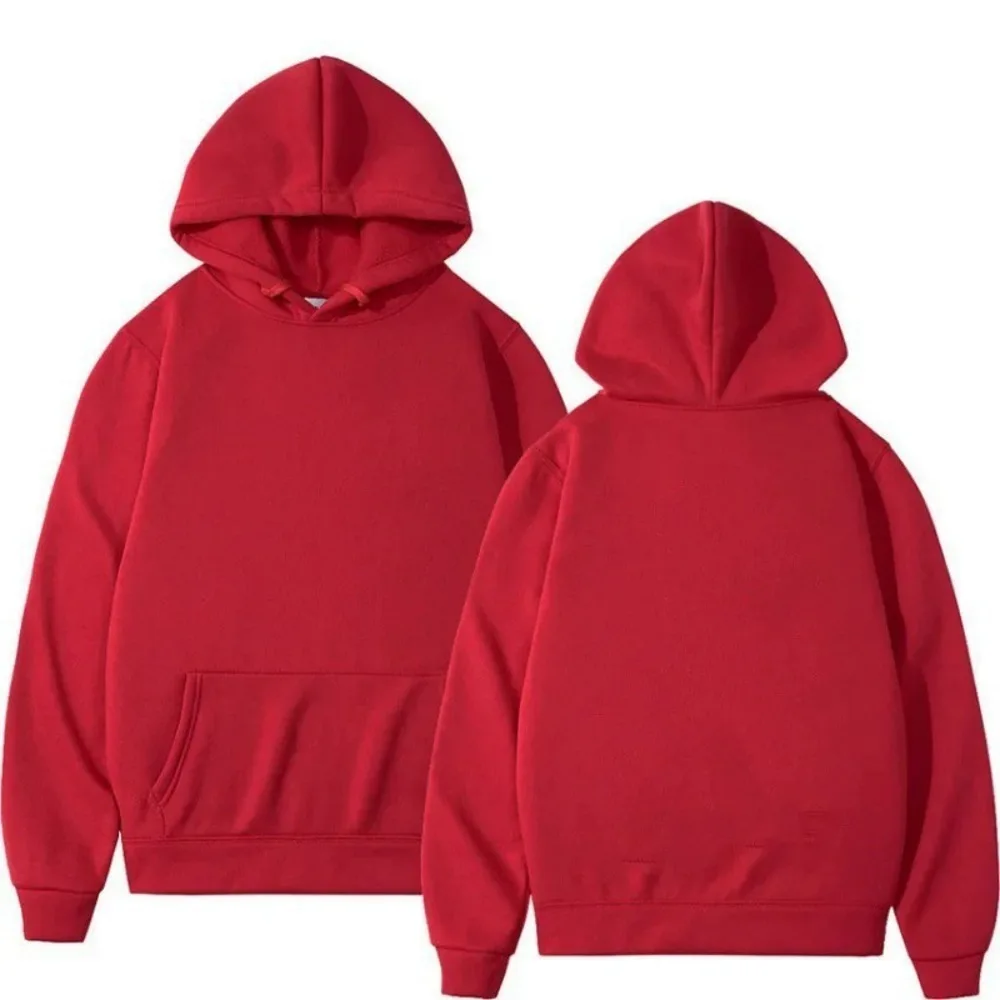 Men's Classic Solid Color Hooded Sweatshirt Fleece Pullover Youth Trendy Fashion Hoodie for Spring and Autumn