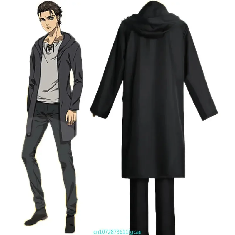 2025 جديد هجوم أنيمي تيتان الموسم النهائي جايجر إرين معطف أسود بانت تأثيري حلي الكبار الزي الرسمي حفلة ❤ ❤   $zz