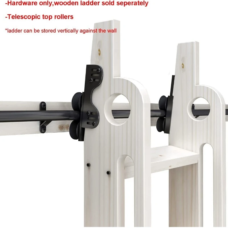 Imagem -02 - Retrátil Deslizante Biblioteca Hardware Kit sem Escada Round Tube Rolling Ladder Track Rolo de Assoalho com Freio 10ft300cm