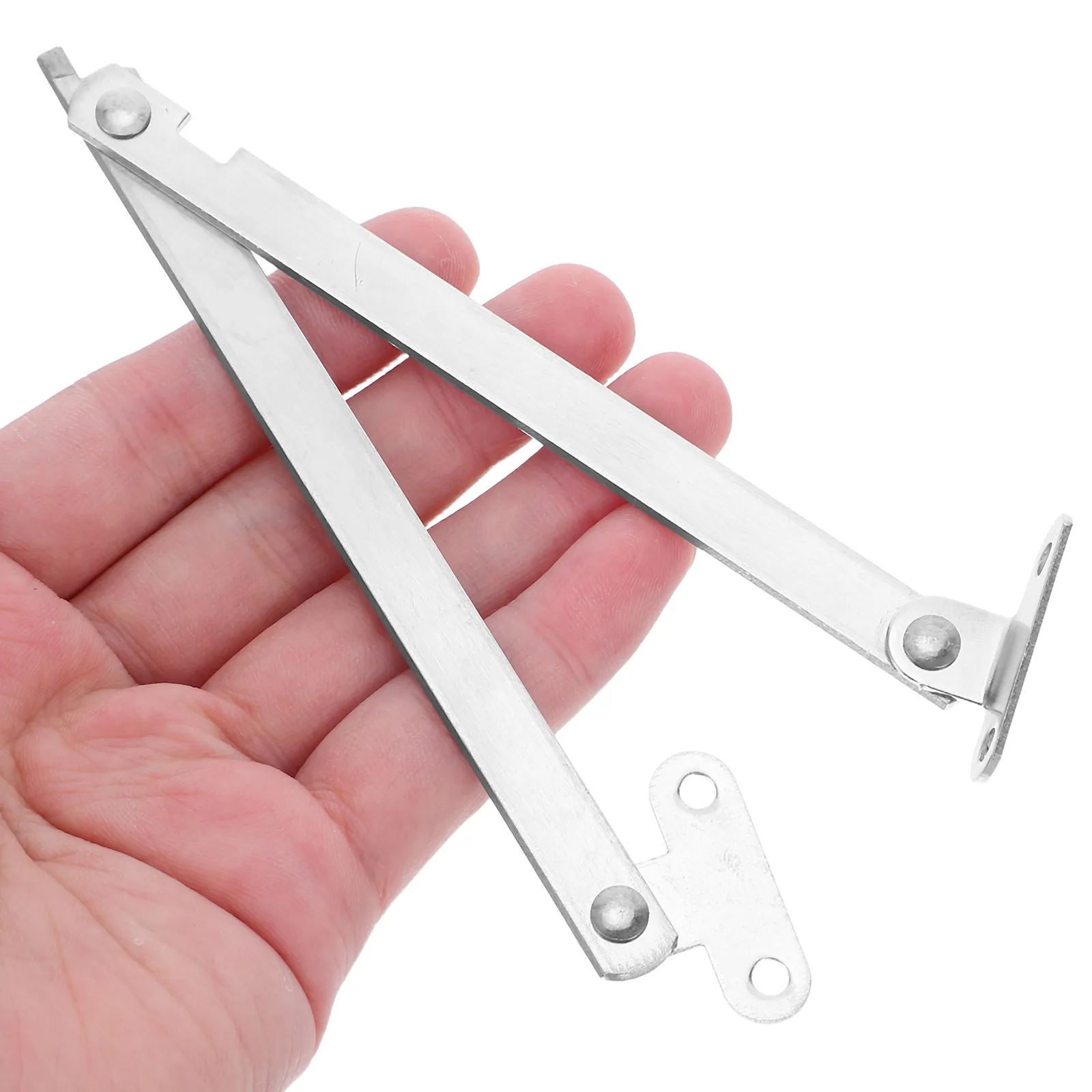 Stainless Steel Folding Lid Hinges 10 Pack Two Fold Support Stays for Display Racks Retail Cabinets