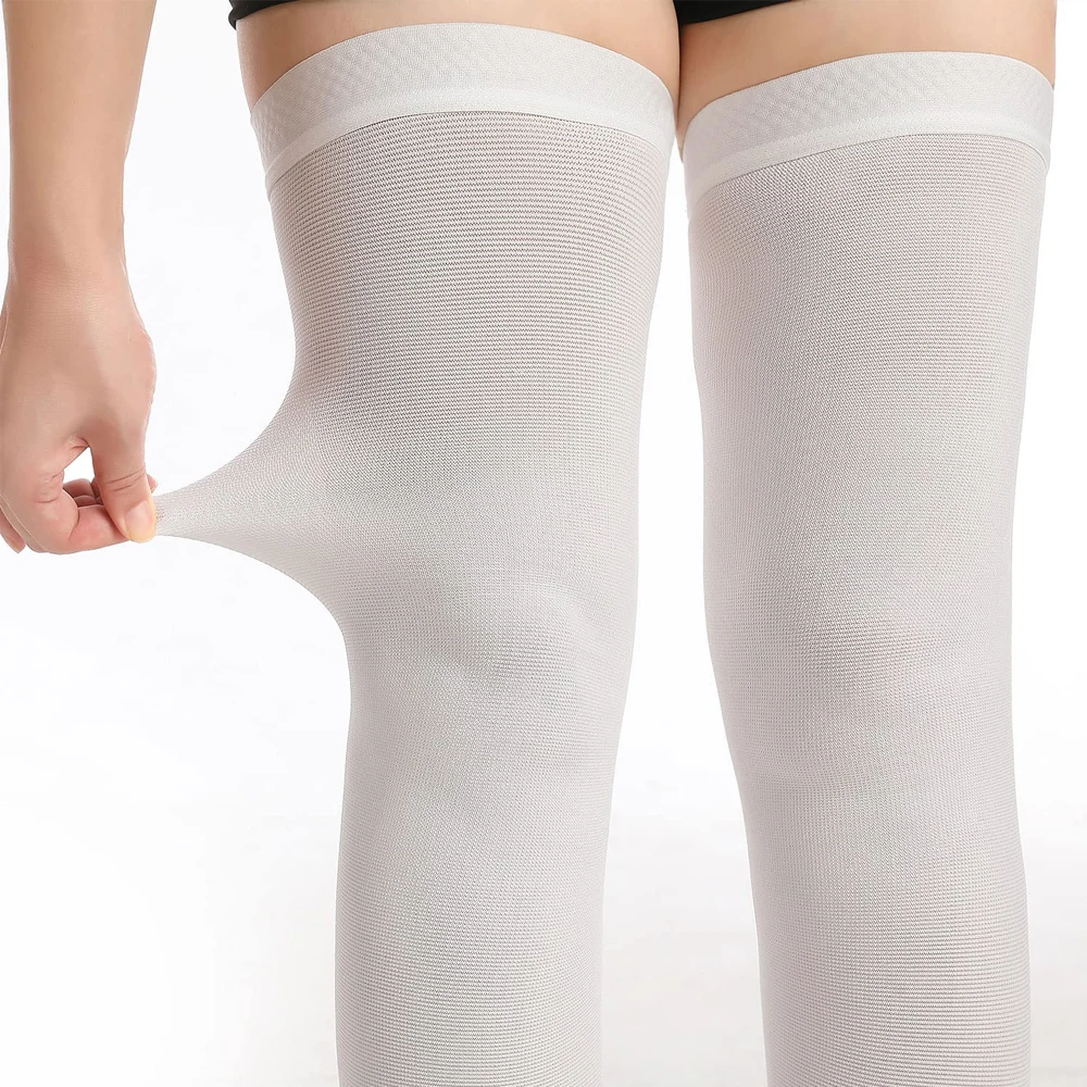 1Pair Ted Hose Thigh High Anti Embolism Compression Stockings for Women Men, Surgical Compression Stockings, 15-21 MmHg