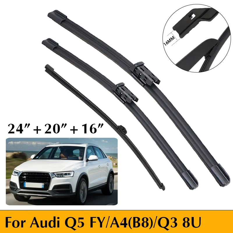 24 "+ 20" + 16 "para Audi A4(B8) 2010-2015/Q3 8U 2011-2018/Q5 FY 2017-2025 limpiaparabrisas de coche juego de limpiaparabrisas delantero y trasero