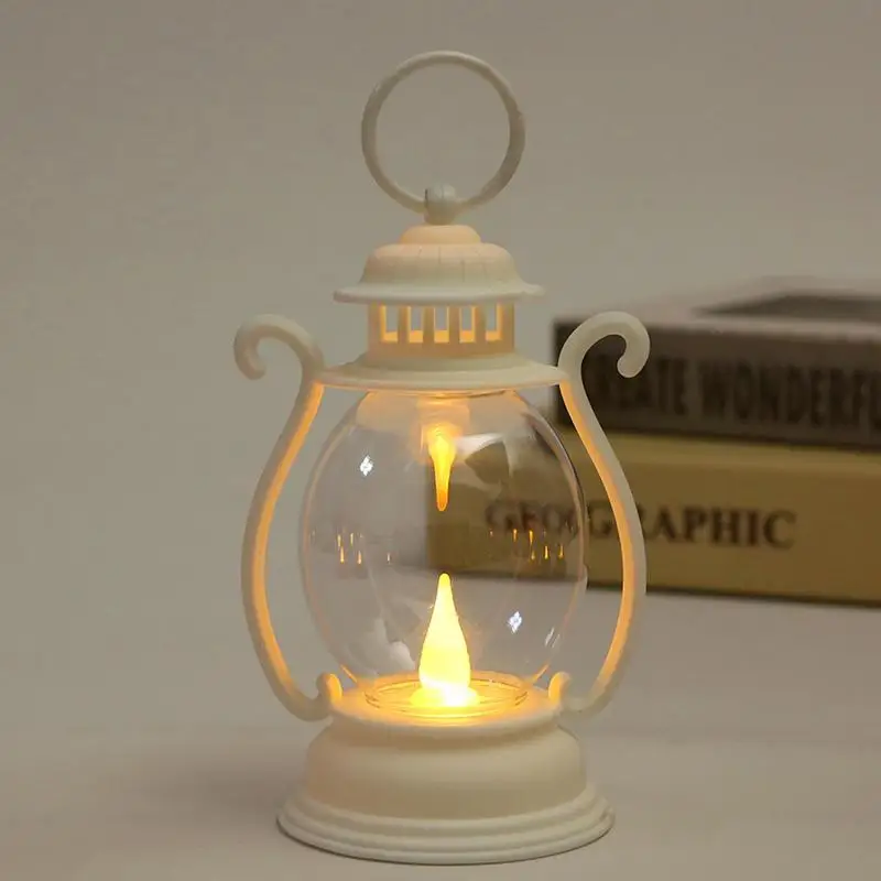 LED Vintage Lantern small oil lamp portable horse light Battery Powered Camping Hanging Lanterns atmosphere decoration wind lamp