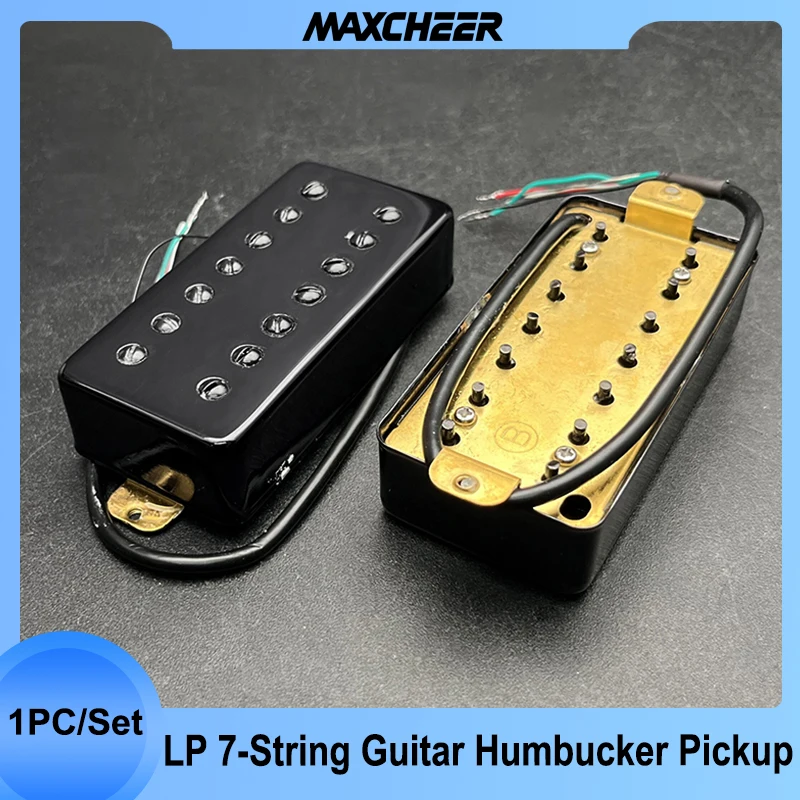 

LP 7-String Guitar Brass Cover Humbucker Dual in Line Slotted Screw 8.5K/14K Coil Splitting Pickup for LP Electric Guitar Black