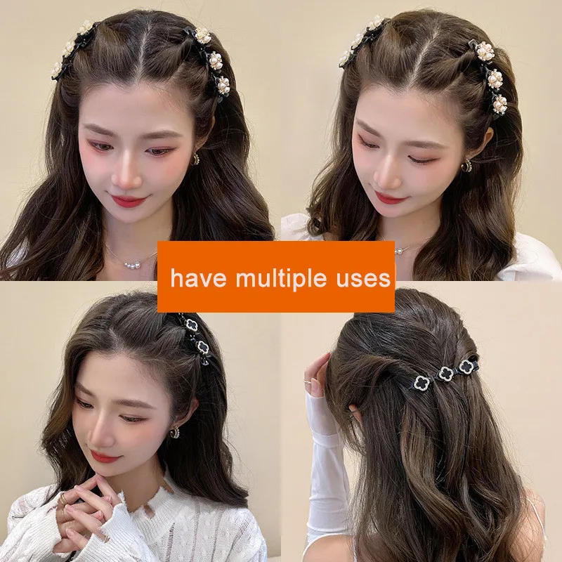 Butterfly Pearl Rhinestone Braided Hair Clips Fashion Hair Accessories Bangs Clips
