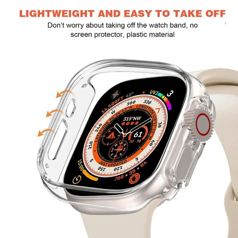 360ปกป้องเต็มหน้าจอเคสสำหรับ Apple Watch อัลตร้า49มม. ฝาครอบป้องกันหน้าจอสำหรับ iWatch ultra 49มม. เคสกันชน TPU