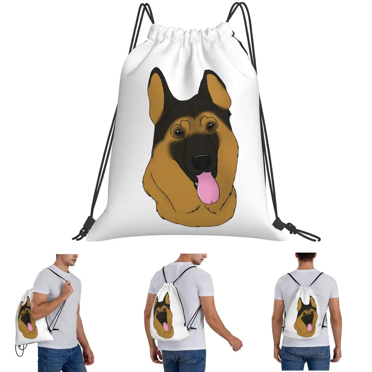German Shepherd Dog - Black And Tan Backpacks Fashion Drawstring Bags Sports Bag Book Bags for Man Woman School
