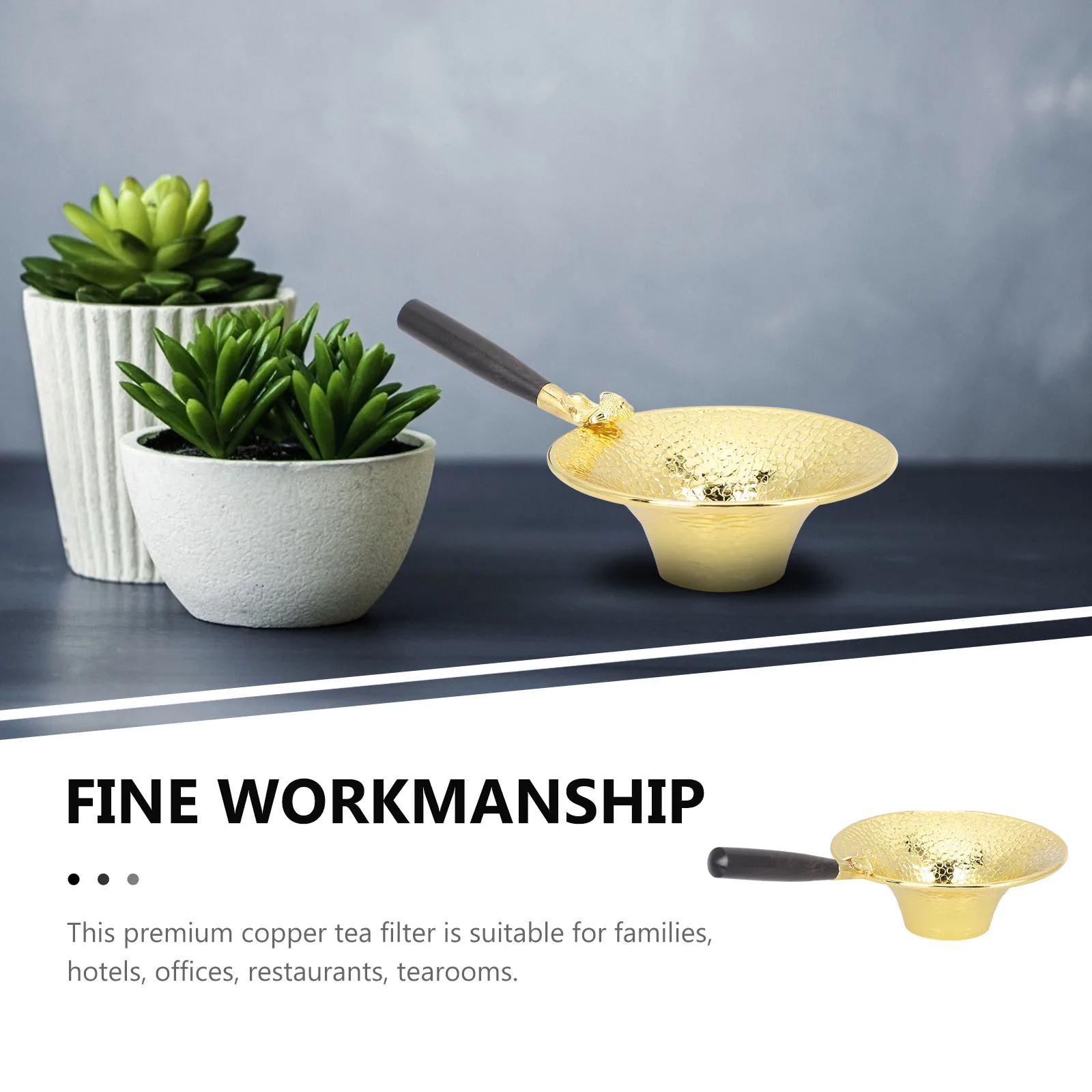 

Premium Reusable Copper Infuser Mesh Strainer Fine Filtering Long Handle Comfortable Grip Household Tea Filter For Black Green