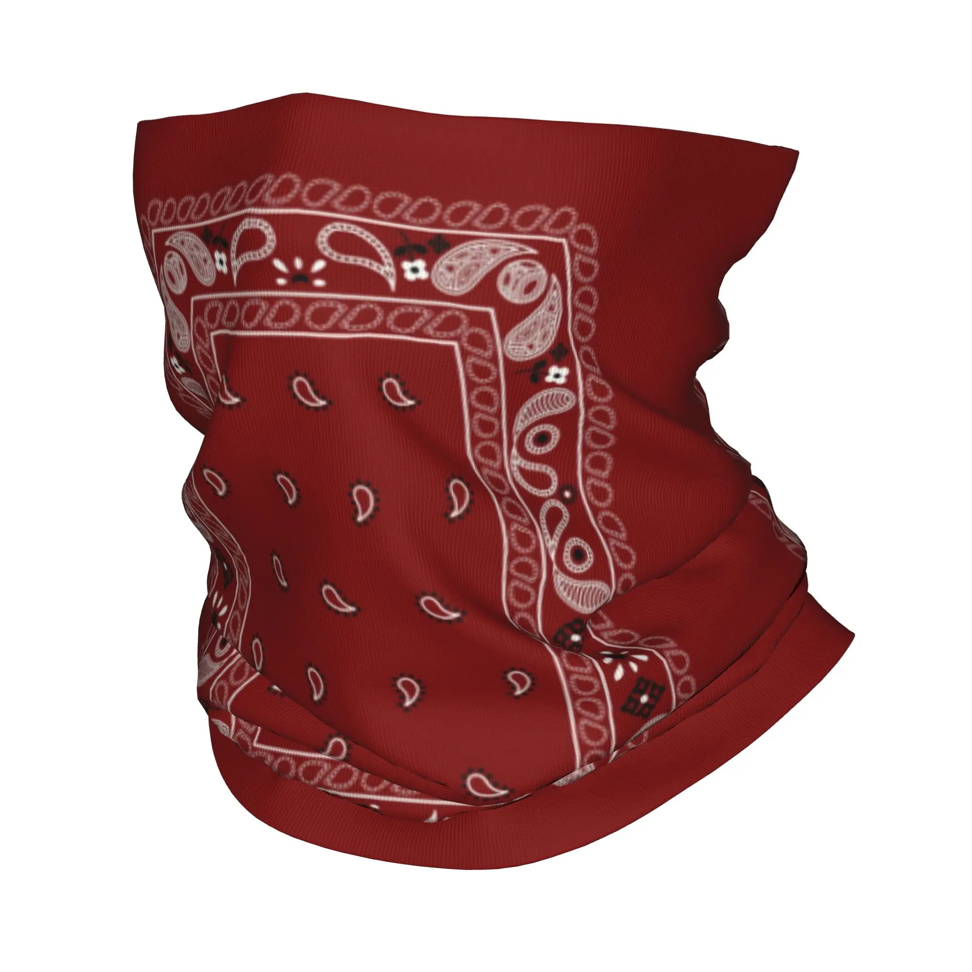 Pañuelo personalizado color granate con estampado paisley, calentador de cuello de invierno para mujer, bufanda cortavientos para senderismo, braga de cuello, diadema