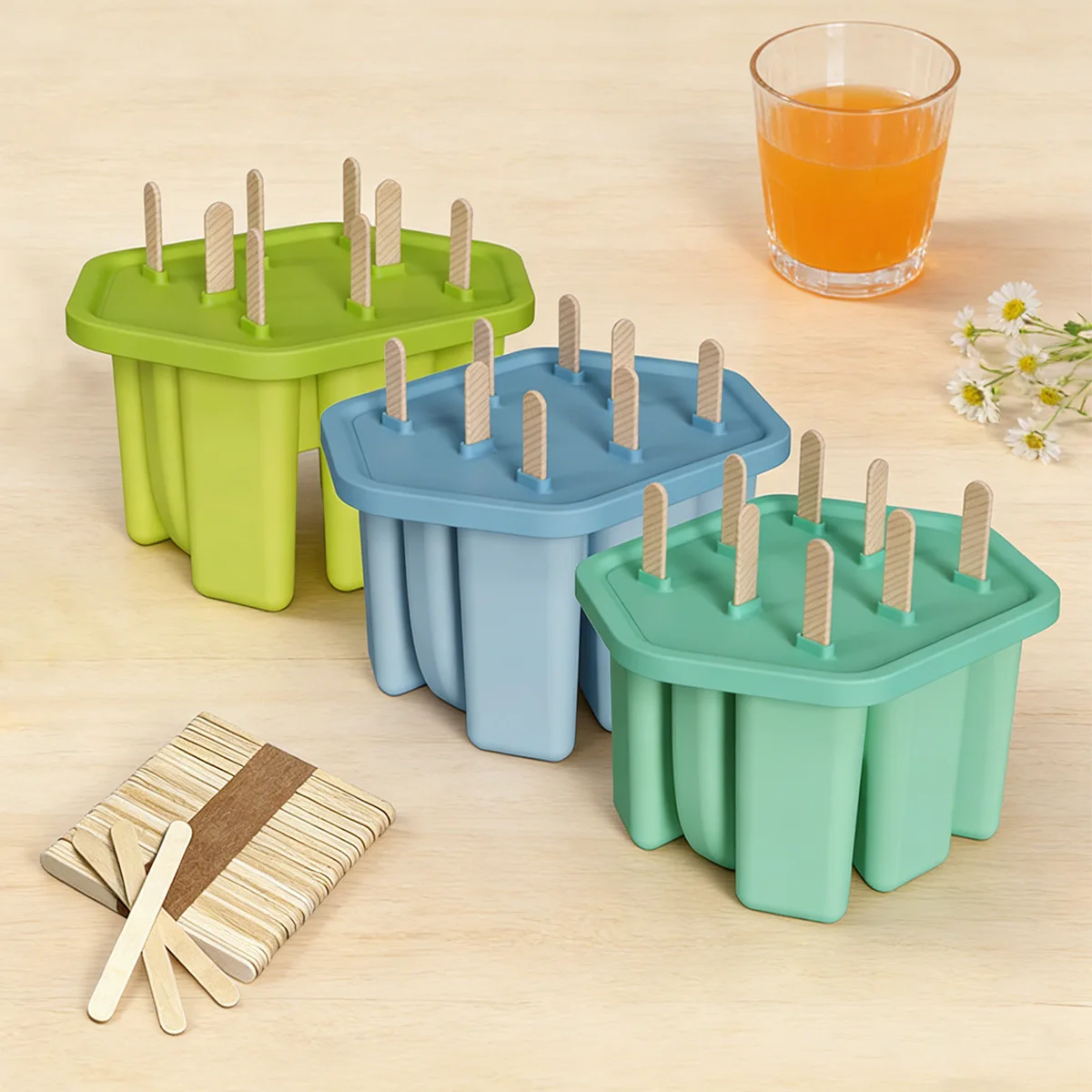 New Self-made Double Splicing Silicone Grinding Tool Ice Grid Food Grade Silicone Ice Cream Mold Ice Cream Popsicle