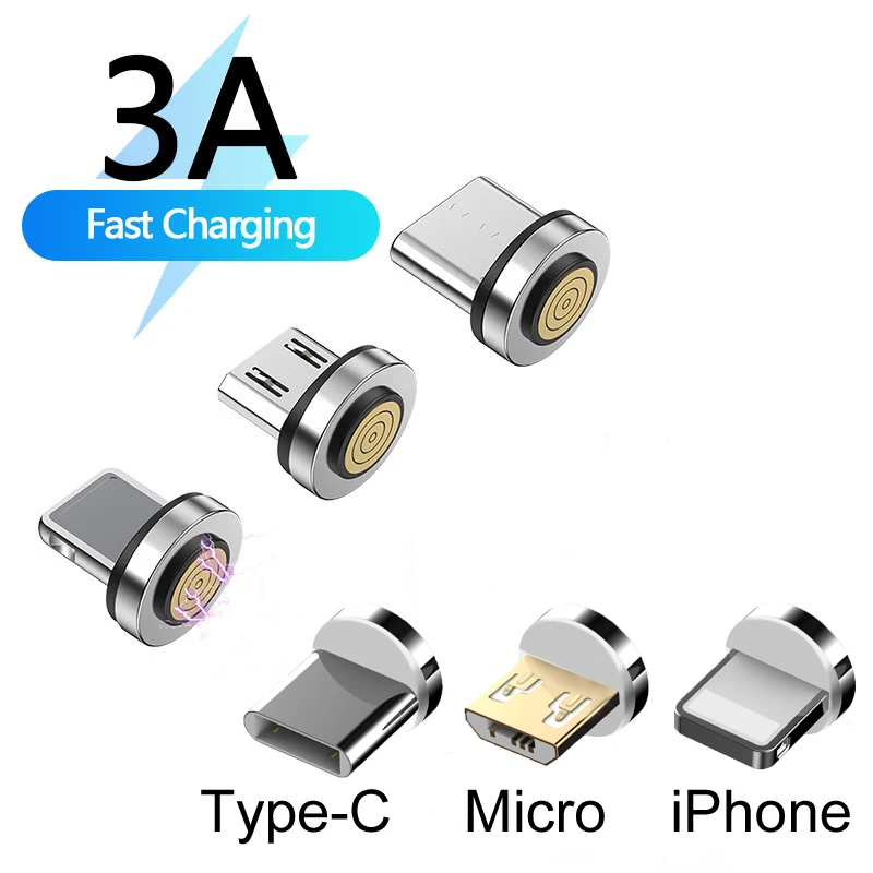 5Pcs Type-C USB Micro 3A Fast Charging Magnetic Plug For iPhone13 12 XS Max Xiaomi Redmi Note 11 10 9 8 7 6 5 Pro Magnetic Cable