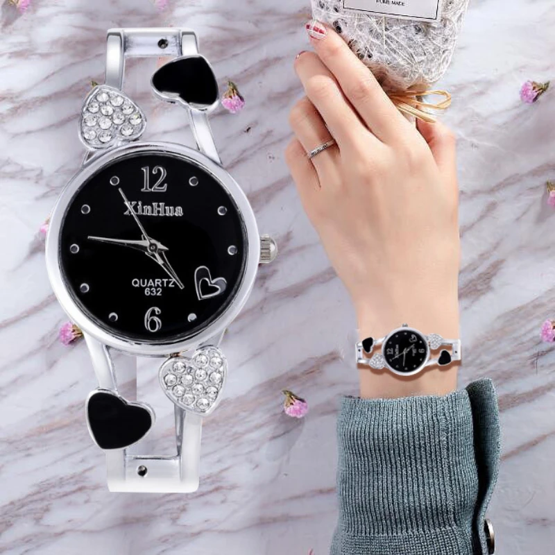 Heart Shaped Bracelet Watch Women Watches Luxury Rhinestone Women's Watches Ladies Watch Steel Clock Zegarek Damski Reloj Mujer