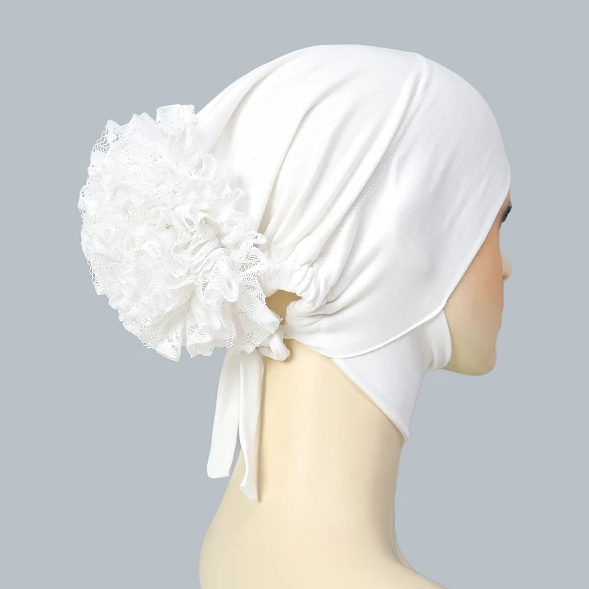 Under Hijab Caps Big Flower Underscarf Women Muslim Inner Hijab Turbans Islamic Headwear Accessories Female Head Wraps Bonnet