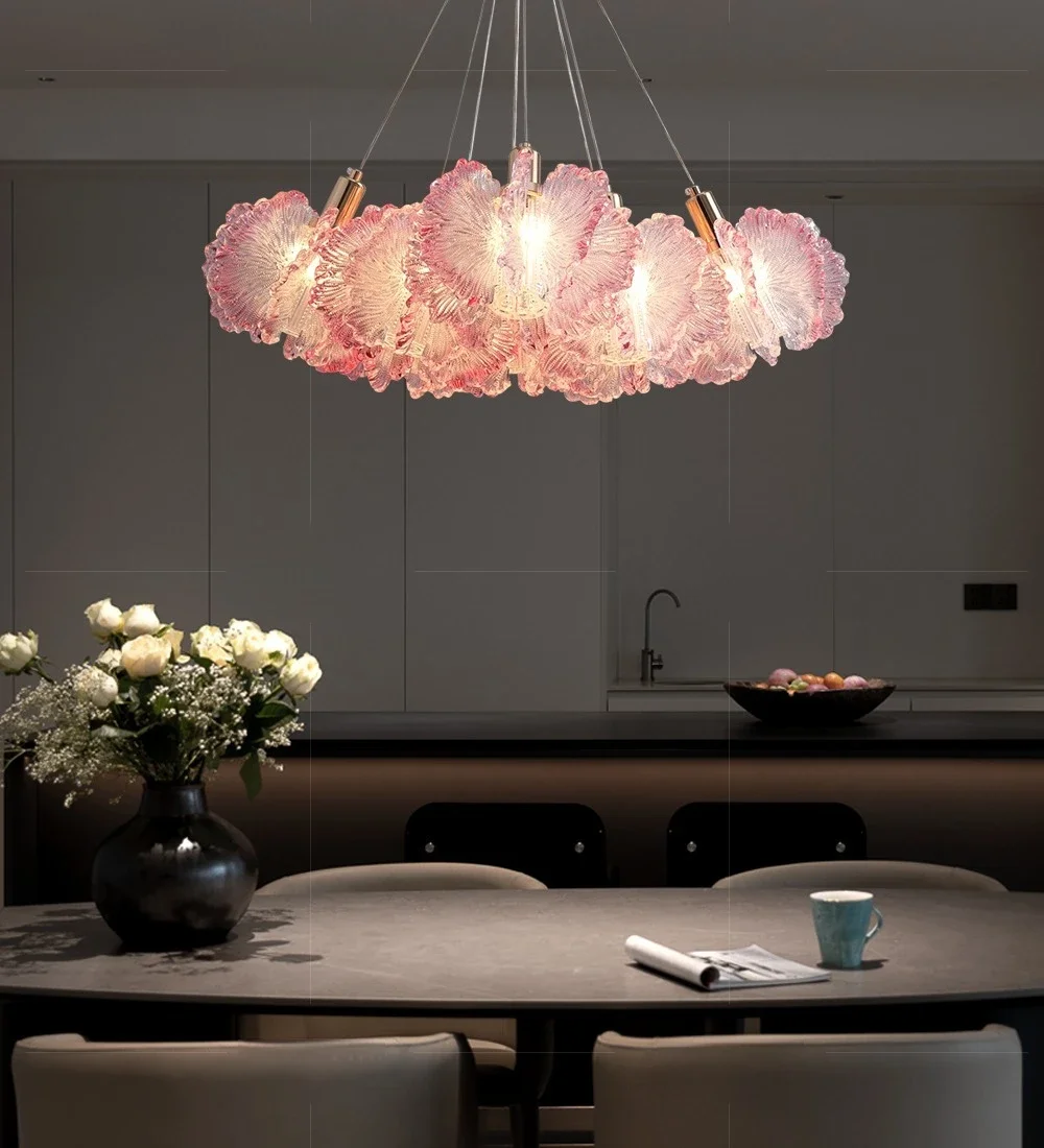 Modern Colorful Floral Pendant Chandelier Lights For Bedroom Restaurant French Flower Ceiling Chandelier For Hotel Dining Room