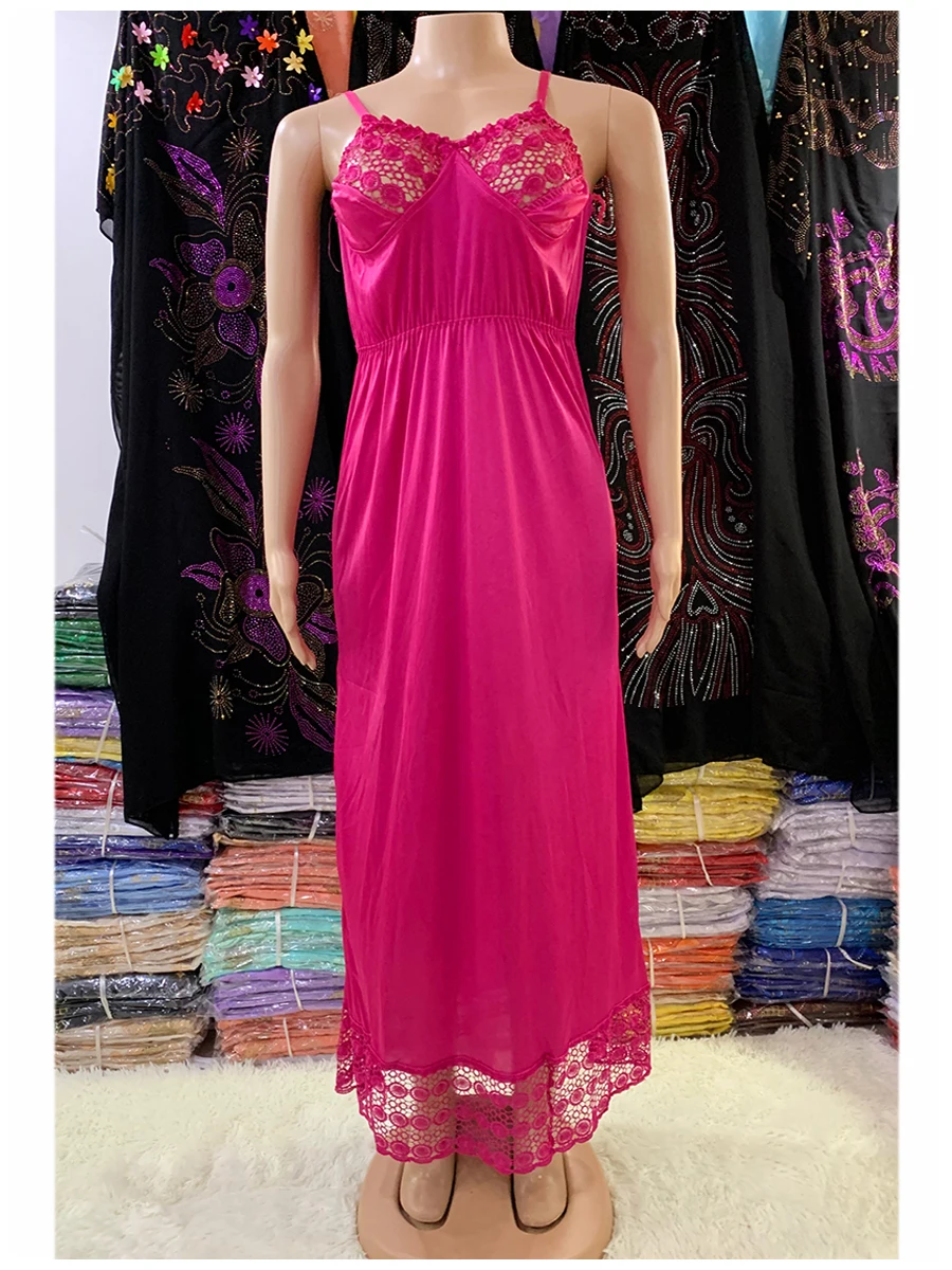 Hot Selling Women Sexy Elegant Lace Embroidery Pajamas Silk Comfortable Sexy Nightdress Suspender Skirt Length Stretch Dress