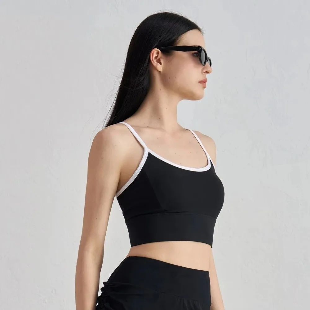 سترة رياضية بألوان متباينة تسمح بمرور الهواء، ملابس داخلية مريحة لليوجا، تصميم فتل الرطوبة، حمالة صدر للياقة البدنية #2