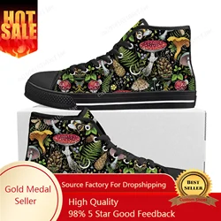 Mushroom Vintage Custom Made High Top Sneakers Mens Womens High Quality Canvas Sneaker Casual Couple Shoes Personalized Shoes