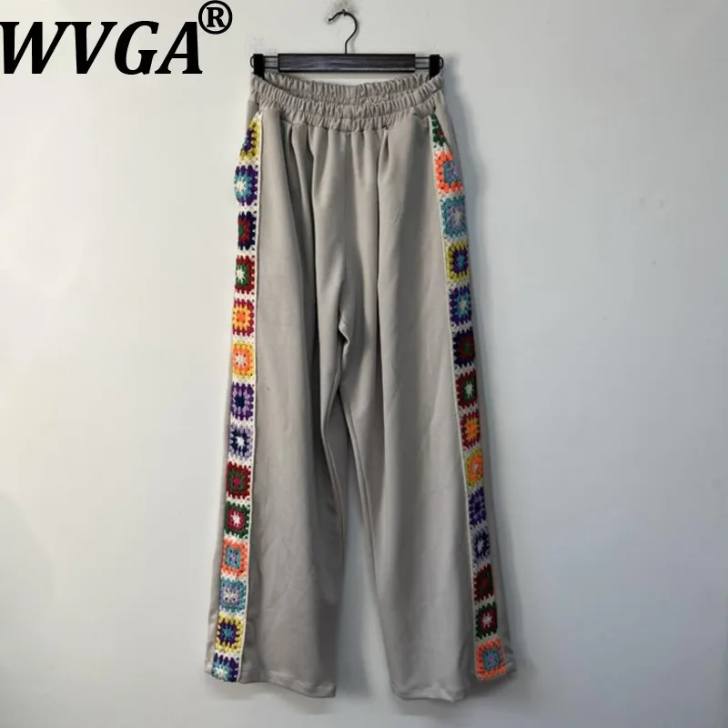

WVGA Spring Autumn New Men's Tide High Street Handmade Crochet Trendy Design Niche Chic Casual Fashion Wide-Leg Pants Ins W13321