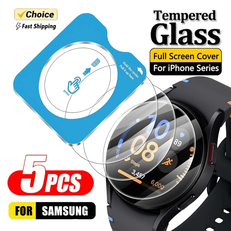 

5Pcs Tool Easy Install Tempered Glass for Samsung Galaxy Watch 7 6 5 Pro 4 40/44/42/46/47mm Watch 7 Ultra Film Screen Protectors