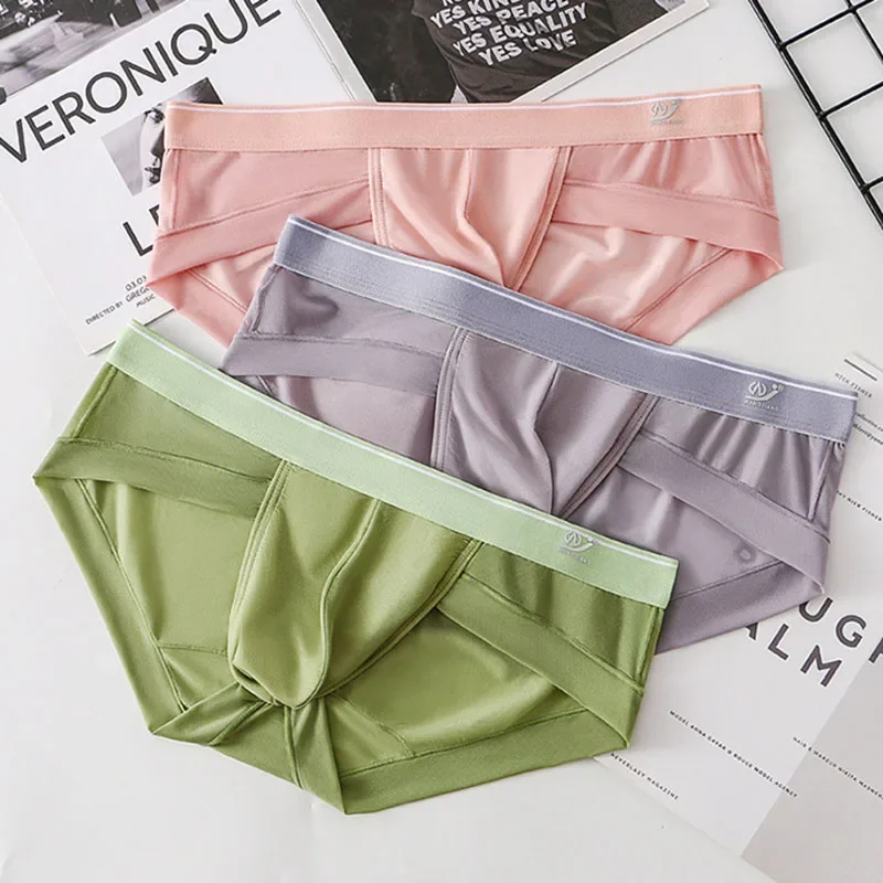 Underwear Mens Breathable Triangle Pants Thin Ice Silk U Convex Transparent Sexy Mens Briefs Underpants