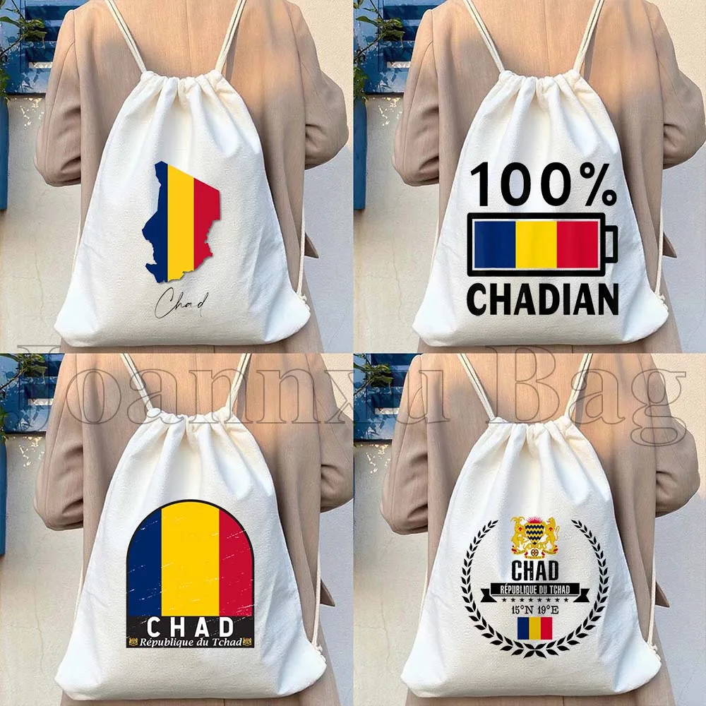 

Chad Country Map Flag Chadian Customized Gift Canvas Drawstring Bags Soccer Backpack Sackpack String Bag for Exercising Hiking
