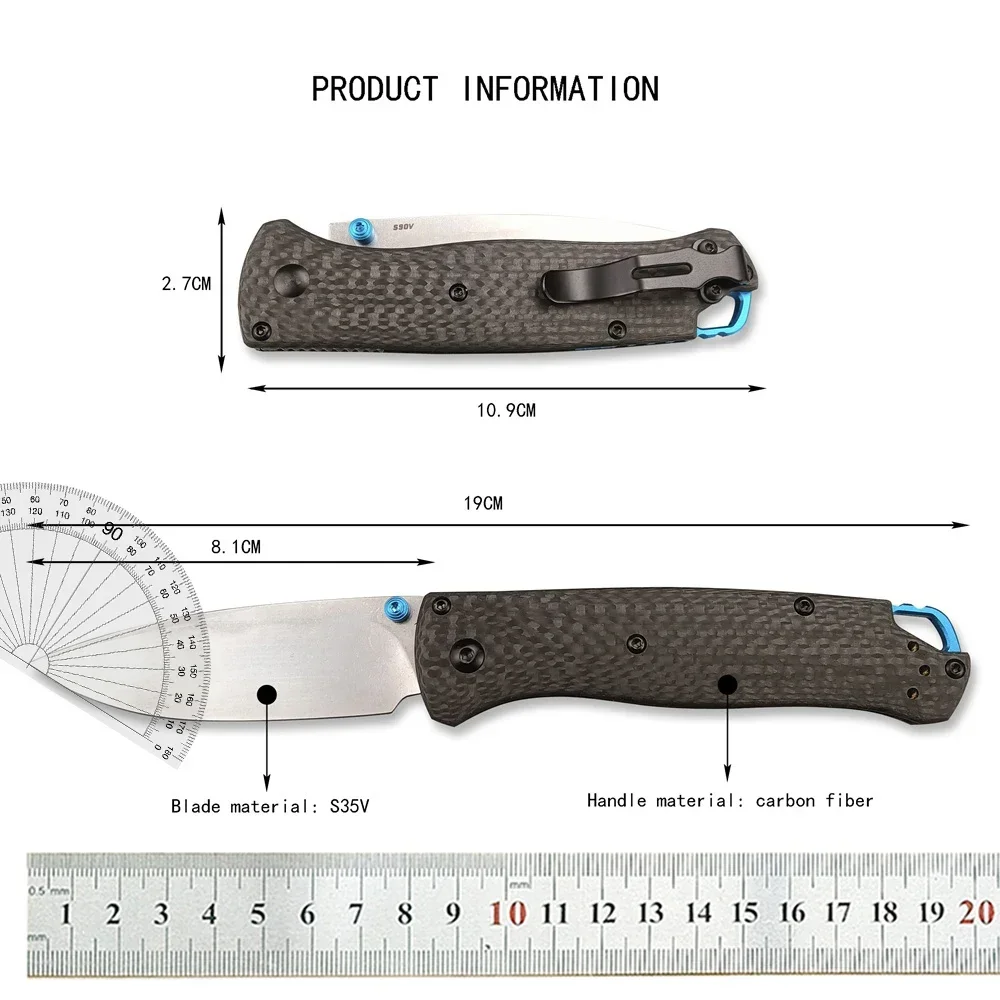 BM 535 Bugout Pocket Folding Knife S90v Blade Carbon Fiber Handle Portable Outdoor Camping Hunting Survival Knives EDC Tool