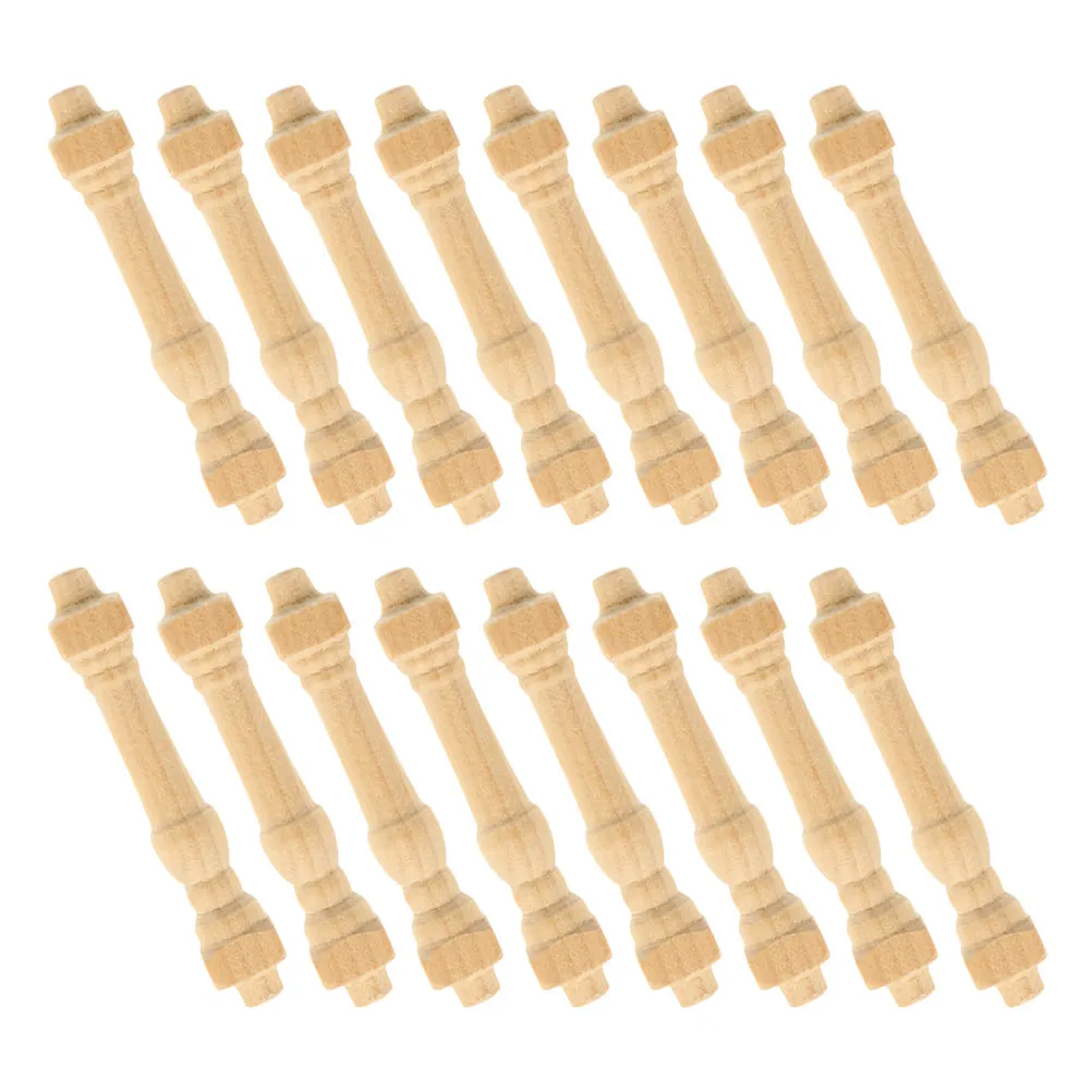 

24Pcs Miniature Wooden Handrails Spindles Dollhouse Accessories for Bedroom Living Room DIY Craft Unfinished Furniture
