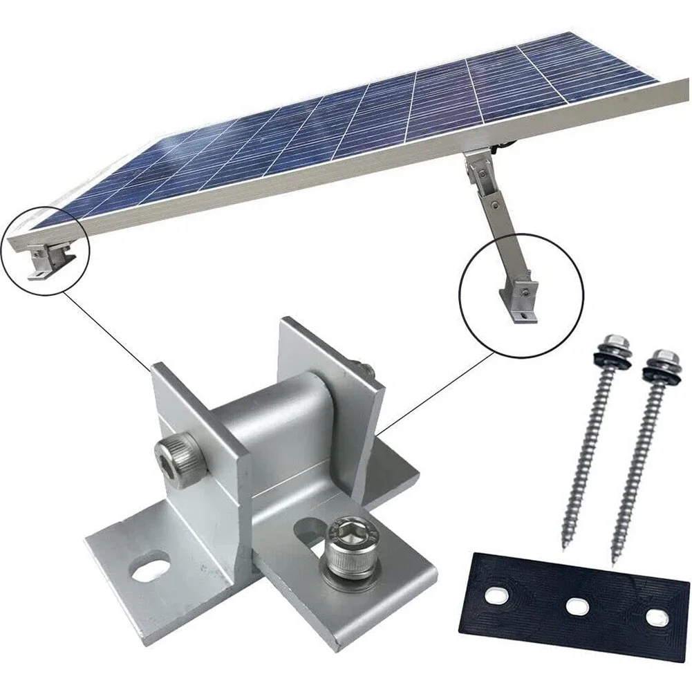 Solar Panel Foot Mount With Screws Kit Photovoltaic Bracket Rubber Pads Aluminum Alloy For Roof Mount Brand New