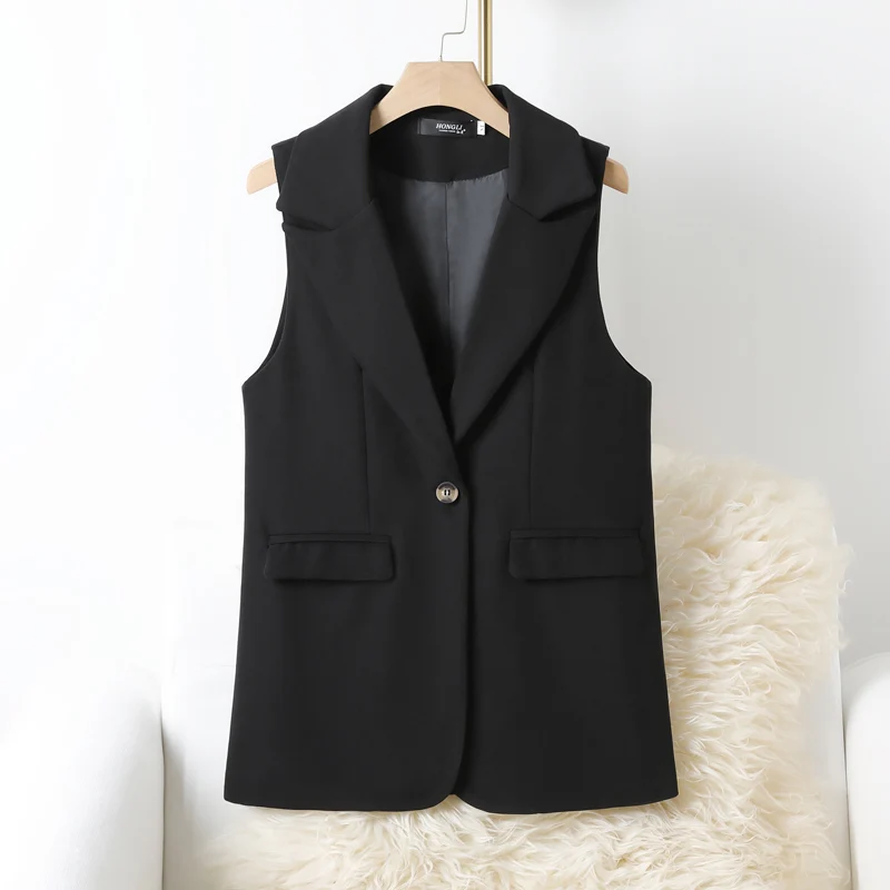 

Autumn Fashion V-Neck Women Waistcoat Spring Autumn Solid Color Temperament Elegant Office Lady Single Button Cozy Simple Vest