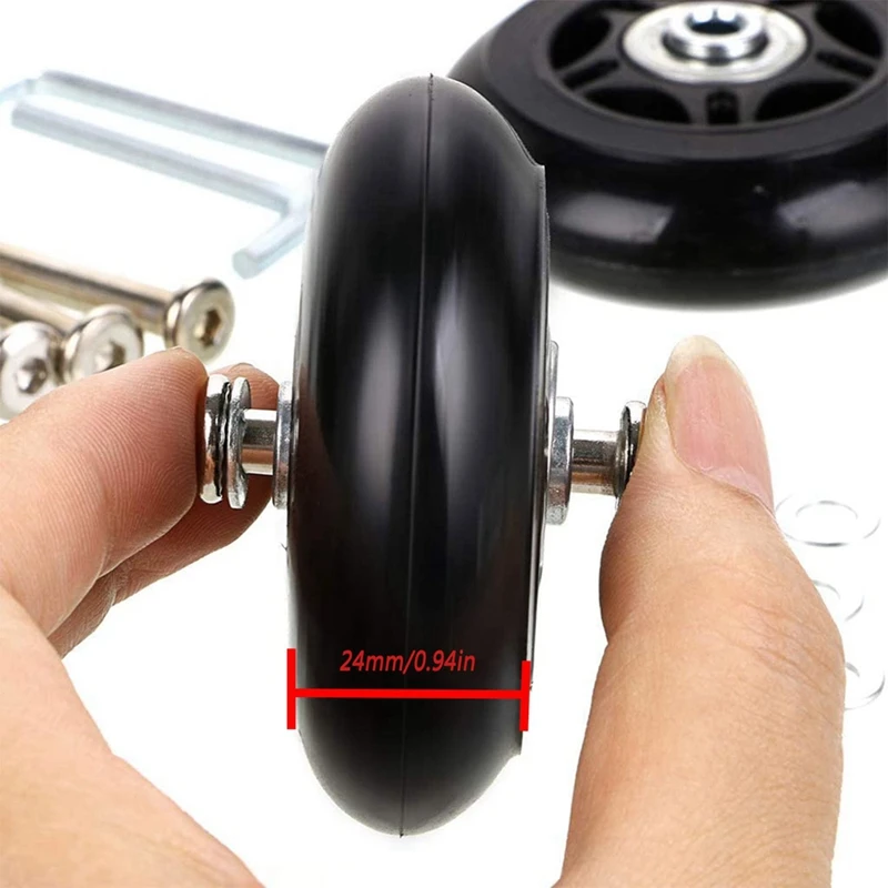 Suitcase Luggage Wheel Replacement Kit Rubber Universal Wheels Swivel Caster Bearingtool( W:24 ID:6 Axles:36/ 40Mm)