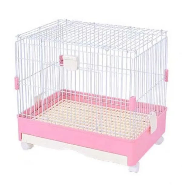 

Small Animals Pet Houses Fashion pink Blue Rabbit Cage With Wheels